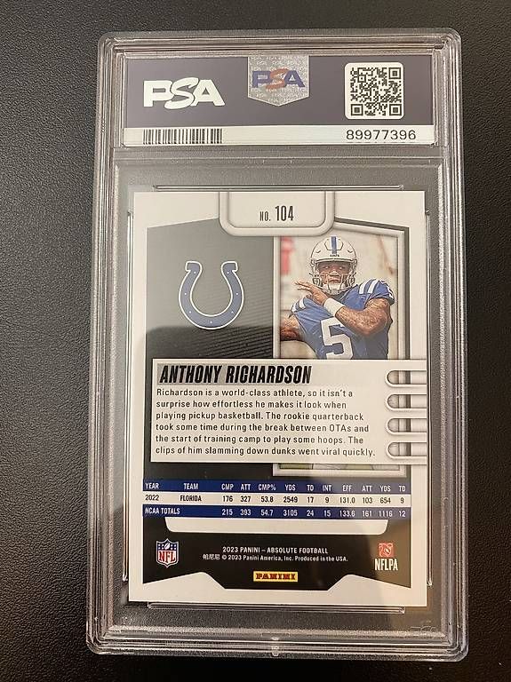 Panini Carte collezionabili: 2023 NFL ANTHONY RICHARDSON #104 PSA 10 – Nuovo (secondo la descrizione) da Savosa venduto da Misch-M13 1