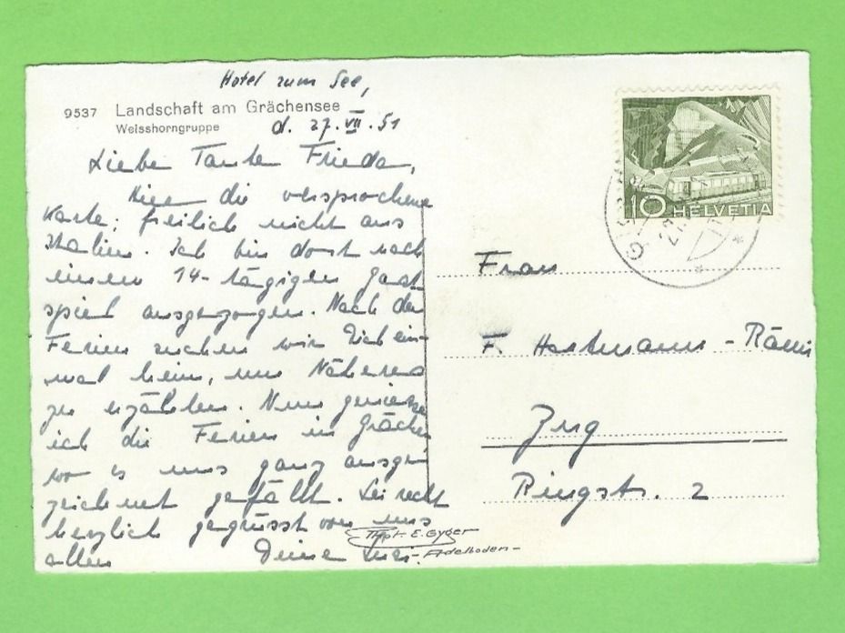 Cartoline postali: Landschaft am Grächensee – Usato da Zürich venduto da t24_de 1