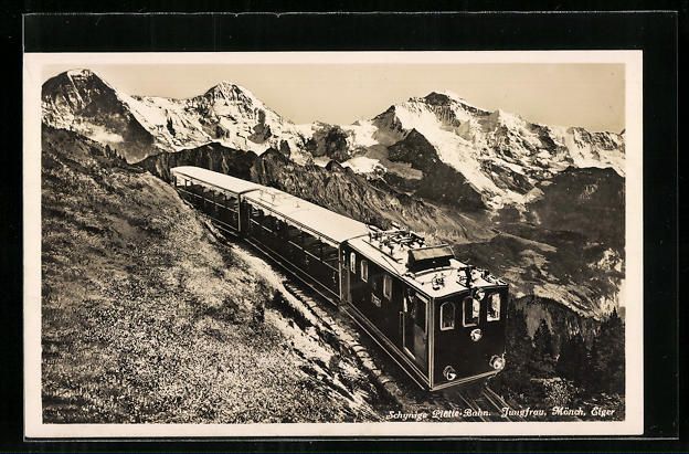 Cartoline postali: Schynige Platte-Bergbahn mit Jungfrau, M – Usato da Berlin venduto da bartko-reher
