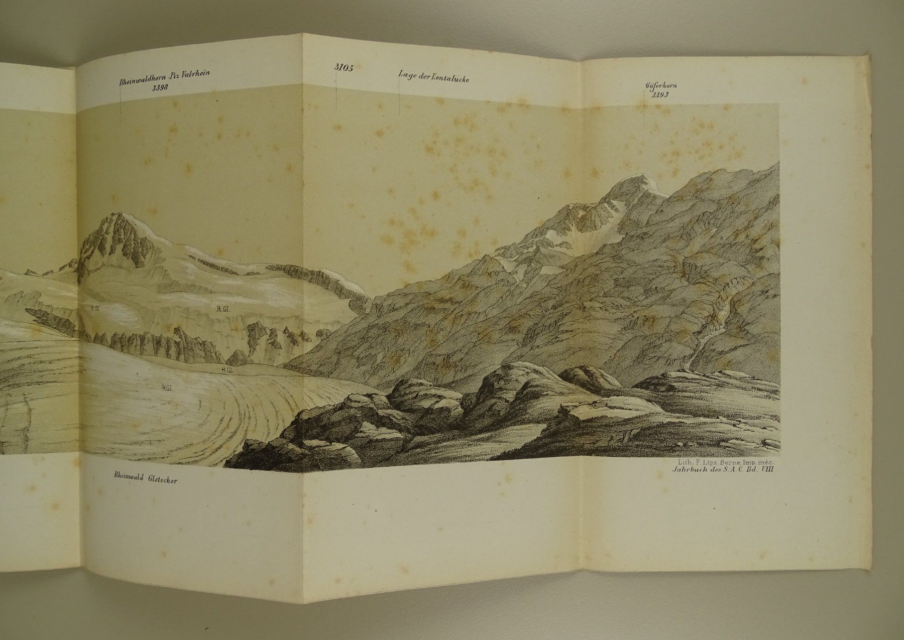 Incisioni: PIZ MUTUN, GRAUBÜNDEN, PANORAMA 1872 – Usato da Grüningen venduto da Kartensammler 5