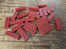 lego 2456 lot de 25 pièces Dark Red Brick 2 x 6