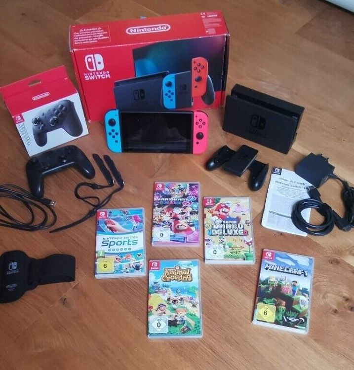 Nintendo Switch Set + 5 Spiele Und Pro Controller (Gebraucht) in für ...