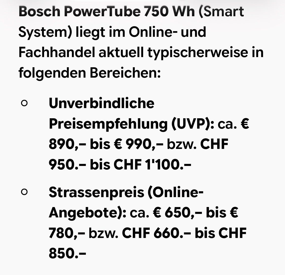 Bosch Batterie: Bosch Performance Line Akku 750Wh Smart System – Usato da Rüti ZH venduto da gro_9f7f 6