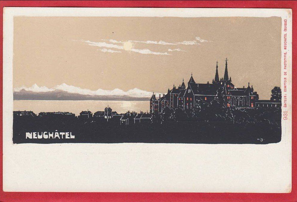 Cartes postales: NEUCHÂTEL, LA NUIT, 1897 / 1905 – D'occasion à Grüningen par Kartenlaube