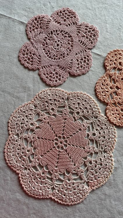 Makramee Tischsets – 4er Set, Rustikale Spitze, Rund, Für Bauernhaus-Deko