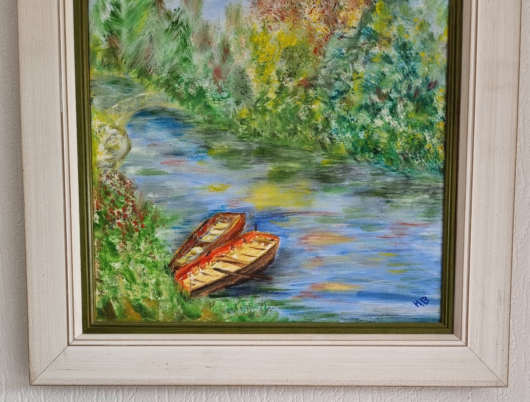 Tele & Cornici: Lumineuse toile de paysage, signée – Usato da Grand-Lancy venduto da Evelyne010 1