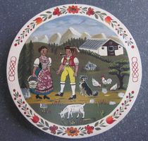 Appenzeller Holzbild, Holzteller, signiert T.S.