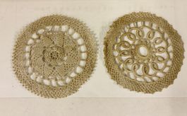 2er-Set Vintage Häkeldeckchen beige / Tischdeko Handarbeit