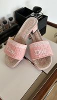 Dior mules rose en toile et dentelle taille 38