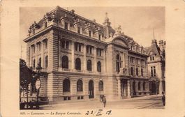 Lausanne, Banque Cantonale, circulée 1908