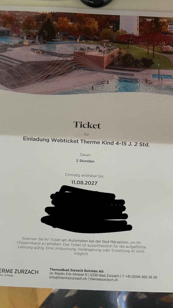 Bons: Therme Zurzach Kinder Eintritte – Neuf avec emballage d'origine à Pfäffikon SZ par yello13 1