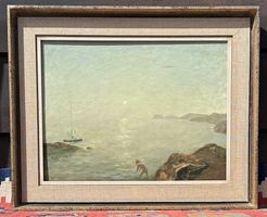 Peter Amiet, Originales Ölgemälde auf Leinwand Seelandschaft