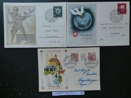 CH 1944/45+47 Karten Tag der Briefmarke