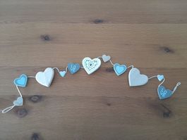 Girlande, Herz, Deko, Shabby Chic, Hochzeit, Länge 128 cm