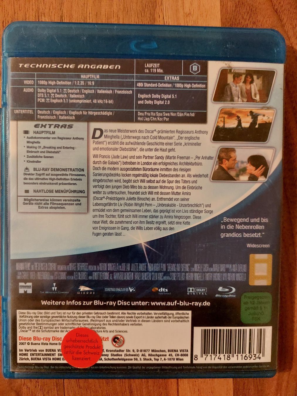 Tutti i DVDs: Blu Ray - Breaking and Entering / Einbruch und Diebstahl – Usato da Rheinfelden venduto da FilmAuktion 1