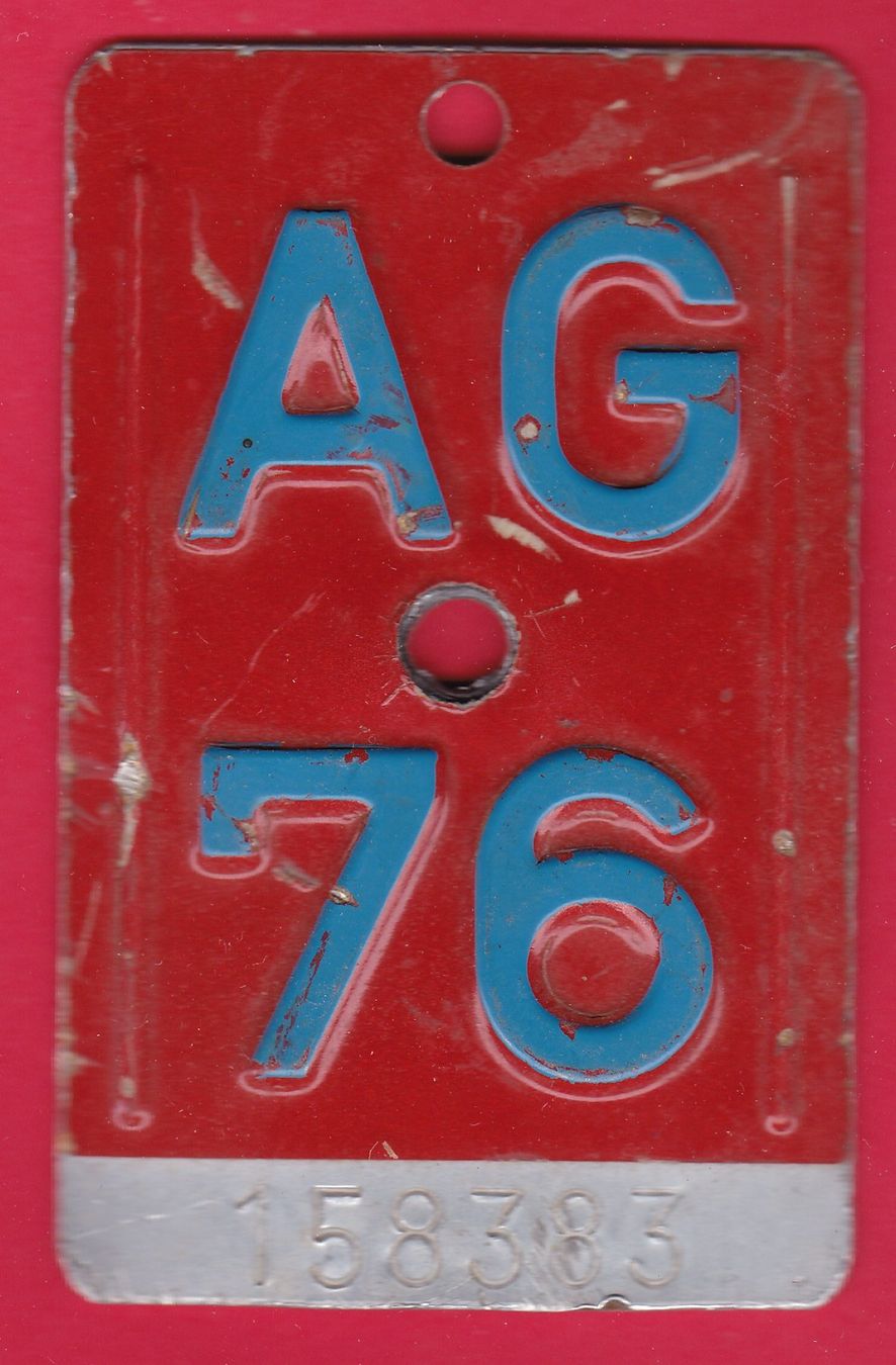 Schilder: VELONUMMER/FAHRRADSCHILD, AG 76 – Gebraucht aus Oberrieden von Gebirgsstelze