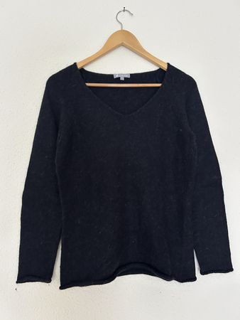 Pull Chicama 100% alpaga bleu foncé, col en V taille L