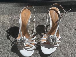 Sandales Sergio Rossi blanches avec strass pointure 38.5