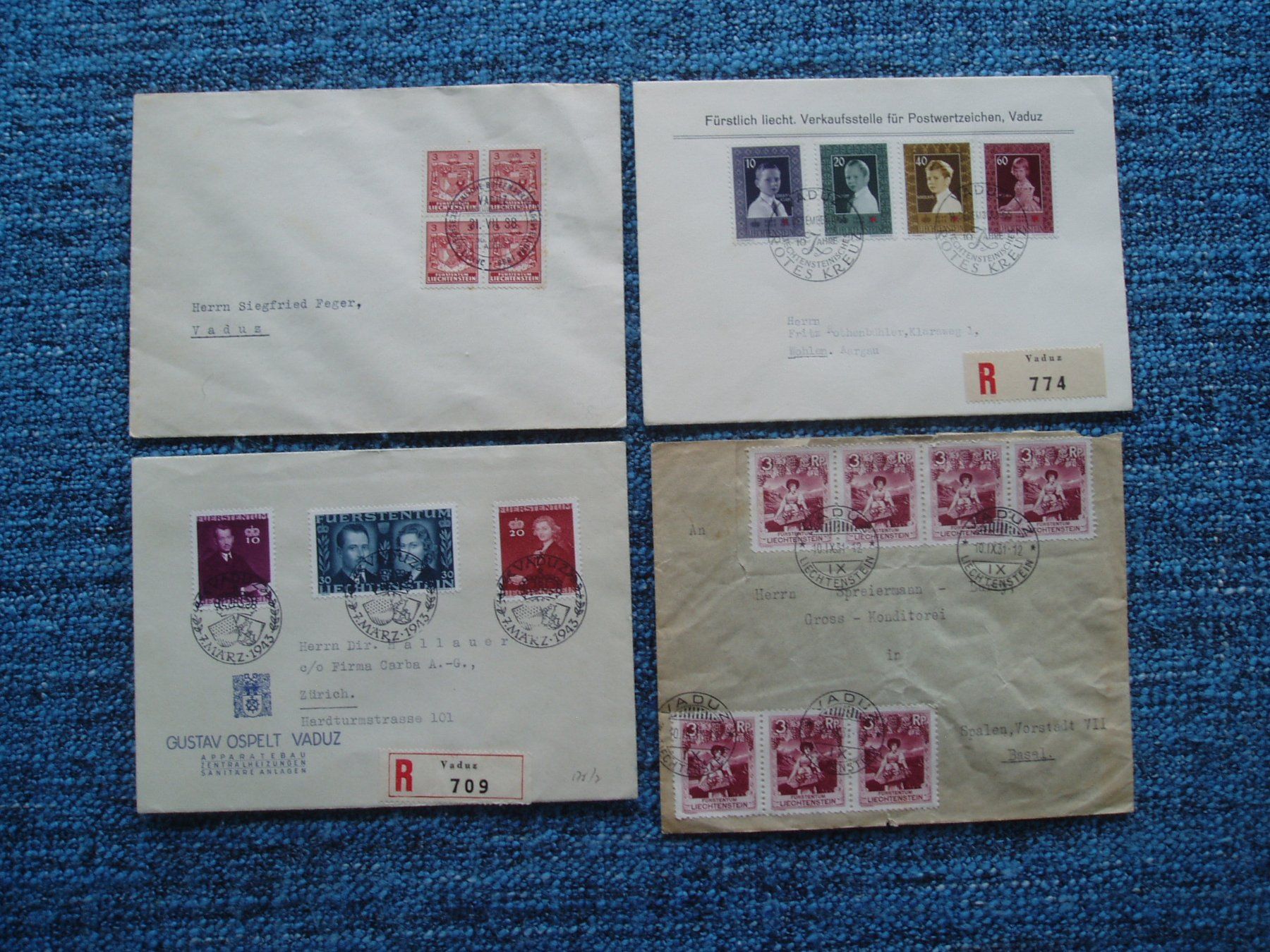 Tutti i francobolli: Liechtenstein 16 Briefe teils FDC – Usato da Rudolfstetten venduto da Nemo_333 1