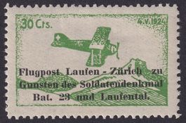 Flugspende Vignette 1924.2 Pf.3 Flugtag Laufen ungebraucht *