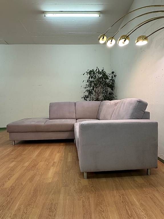 Divani: (Gratis Lieferung) Ecksofa Grau Alcantara L Sofa  – Usato da Fehraltorf venduto da Sofalab.swiss 2