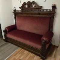 Antikes Sofa, Couch,  roter Samtbezug