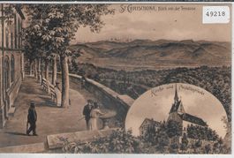 St. Chrischona - Blick von der Terrasse - Kirche u. Anstalts
