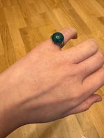 Vintage Silberring S925 mit Grüner Achat & Markasit Gr.49-50