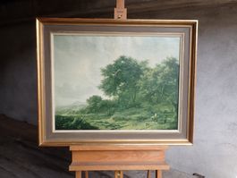 Landschaftsbild mit Reiter, Bild in Rahmen 93 x 73