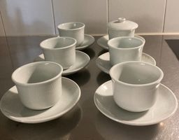 Teeservice 6 Tassen mit Untertassen 1 Deckel asiatisch