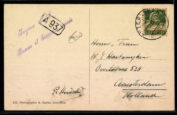 Cartoline postali: Interlaken, Hotel Interlaken, Höheweg – Usato da Berlin venduto da bartko-reher 1