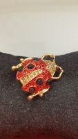 Rote Glückskäfer-Brosche, goldfarben - ein echter Hingucker!
