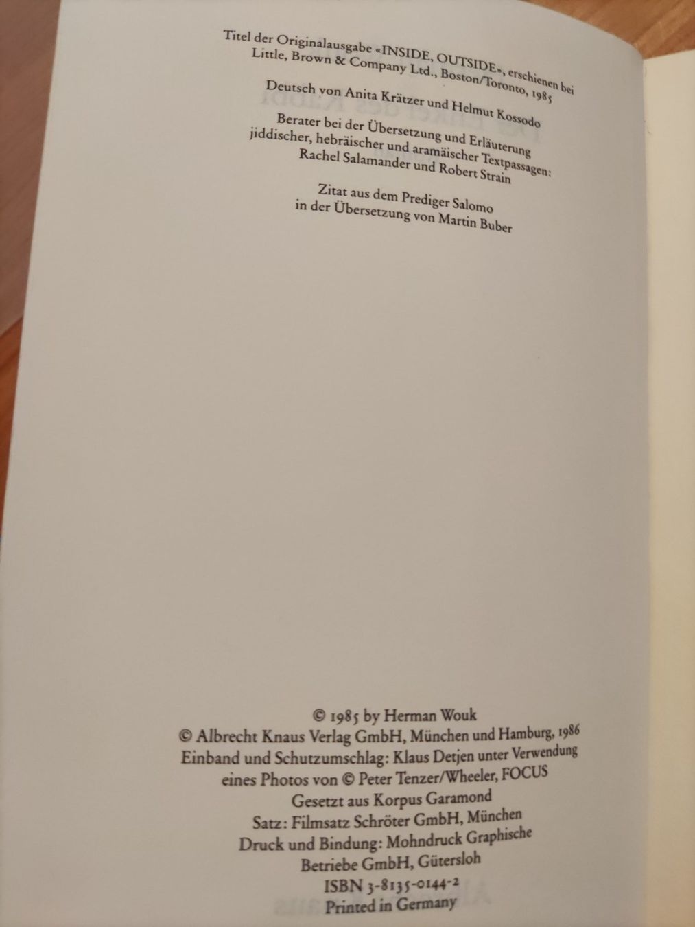 Libri: Herman Wouk Der Enkel des Rabbi – Usato da Solothurn venduto da Csw1 2