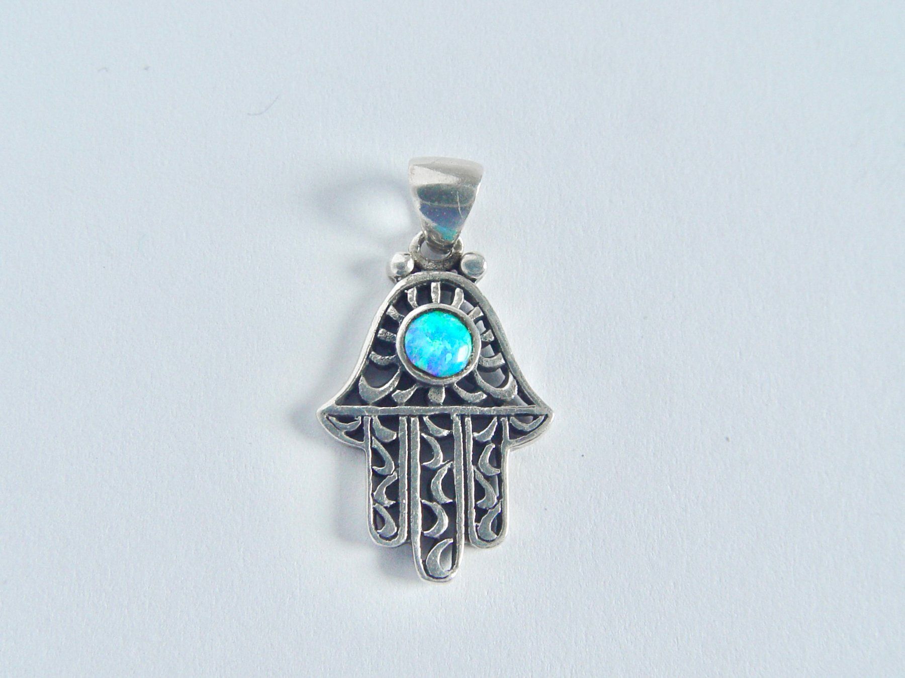 Ciondoli: Fatima Hand (Hamsa) Silber 925 mit Opal – Usato da Henggart venduto da gernli 2