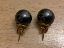 Ohrstecker Hämatit Schwarz, 12mm