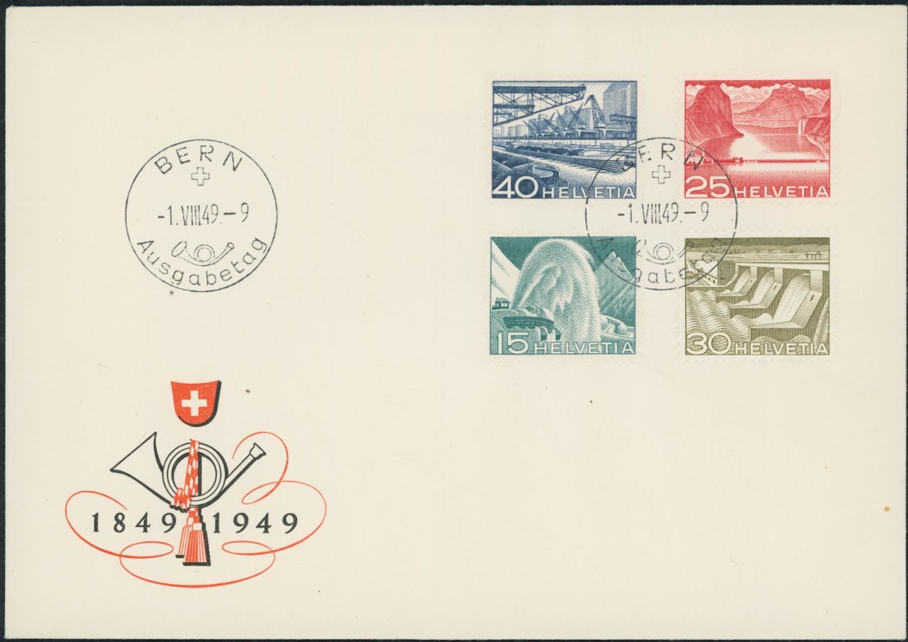 Tous les timbres: 1949 - Technik + Landschaft - FDC ET  dt – D'occasion à Schindellegi par leecollect 1