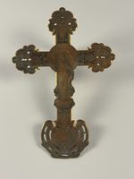 Crocifisso in rame Gesù Cristo ornato 32 cm usato