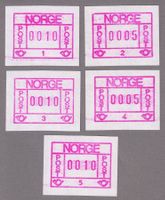 ATM Norwegen 1978 mit Nr. 1-5_1978 ERSTE SERIE komplett ! **