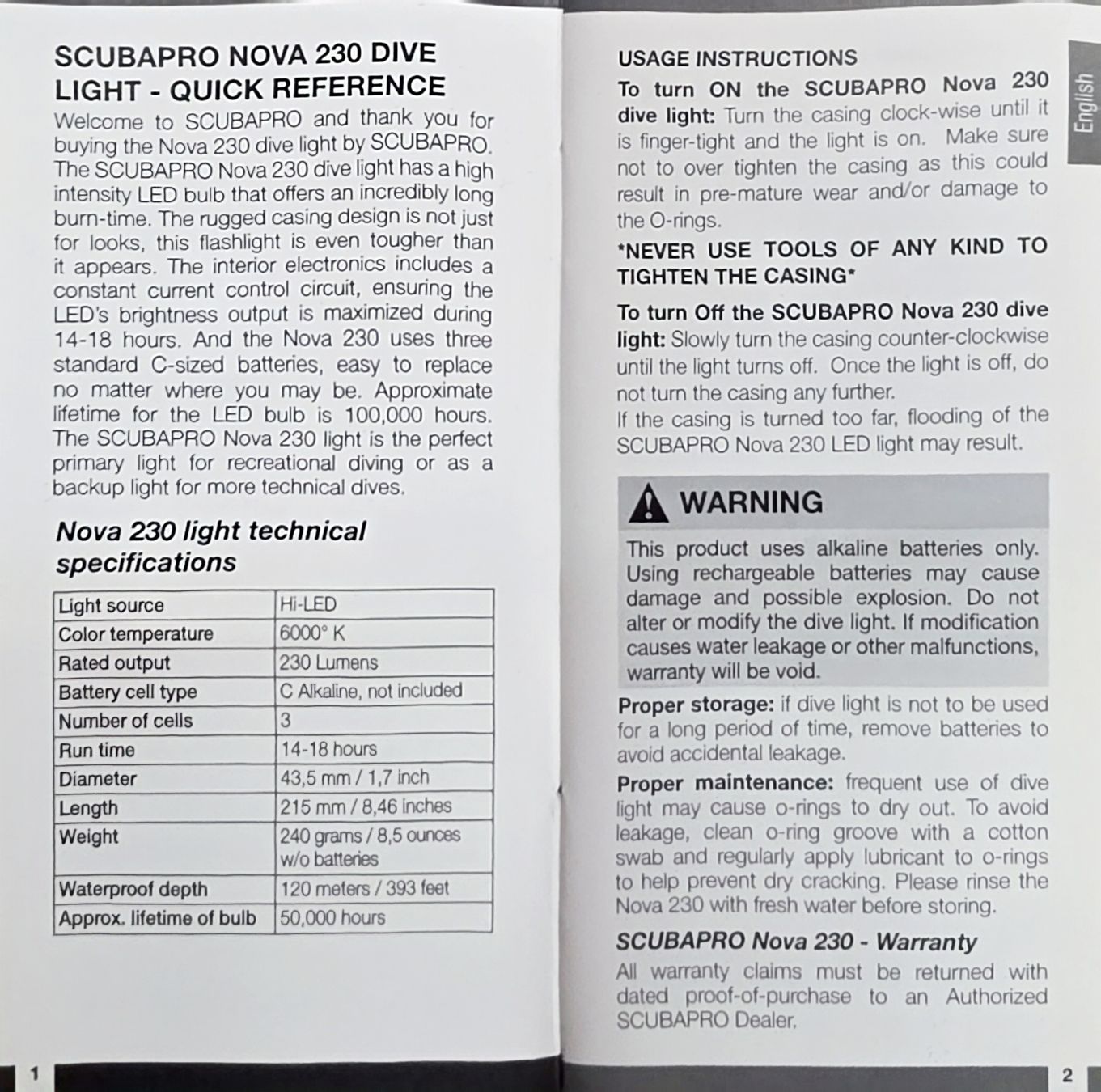 Scubapro Lampade: SCUBAPRO Nova 230 Tauchlampe - neu – Nuovo (secondo la descrizione) da Remetschwil venduto da Schnickian 2