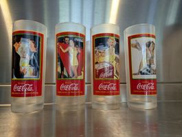 4 Original Coca Cola Gläser Sammler vintage Pinup