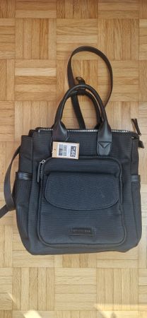 Rucksack schwarz Textil Kunstleder neu mit Etikett TU