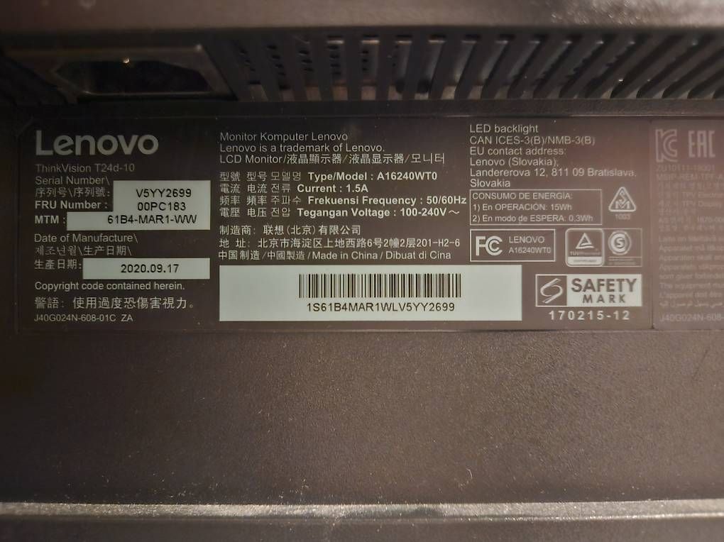 Lenovo Monitore: Écran Lenovo ThinkVision T24d-10 - 24" IPS Full HD – Gebraucht aus Monthey von darkmine 2