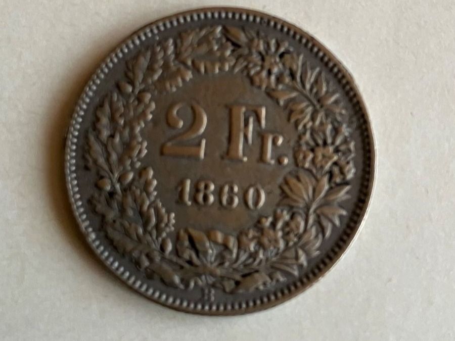 Tutti le monete: 2  Franken   Münze Schweiz 1860 – Usato da untervaz venduto da Wingert