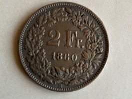2  Franken   Münze Schweiz 1860
