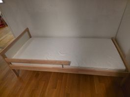SNIGLAR Bett mit Lattenrost + Matratze, Buche, 70x160 cm