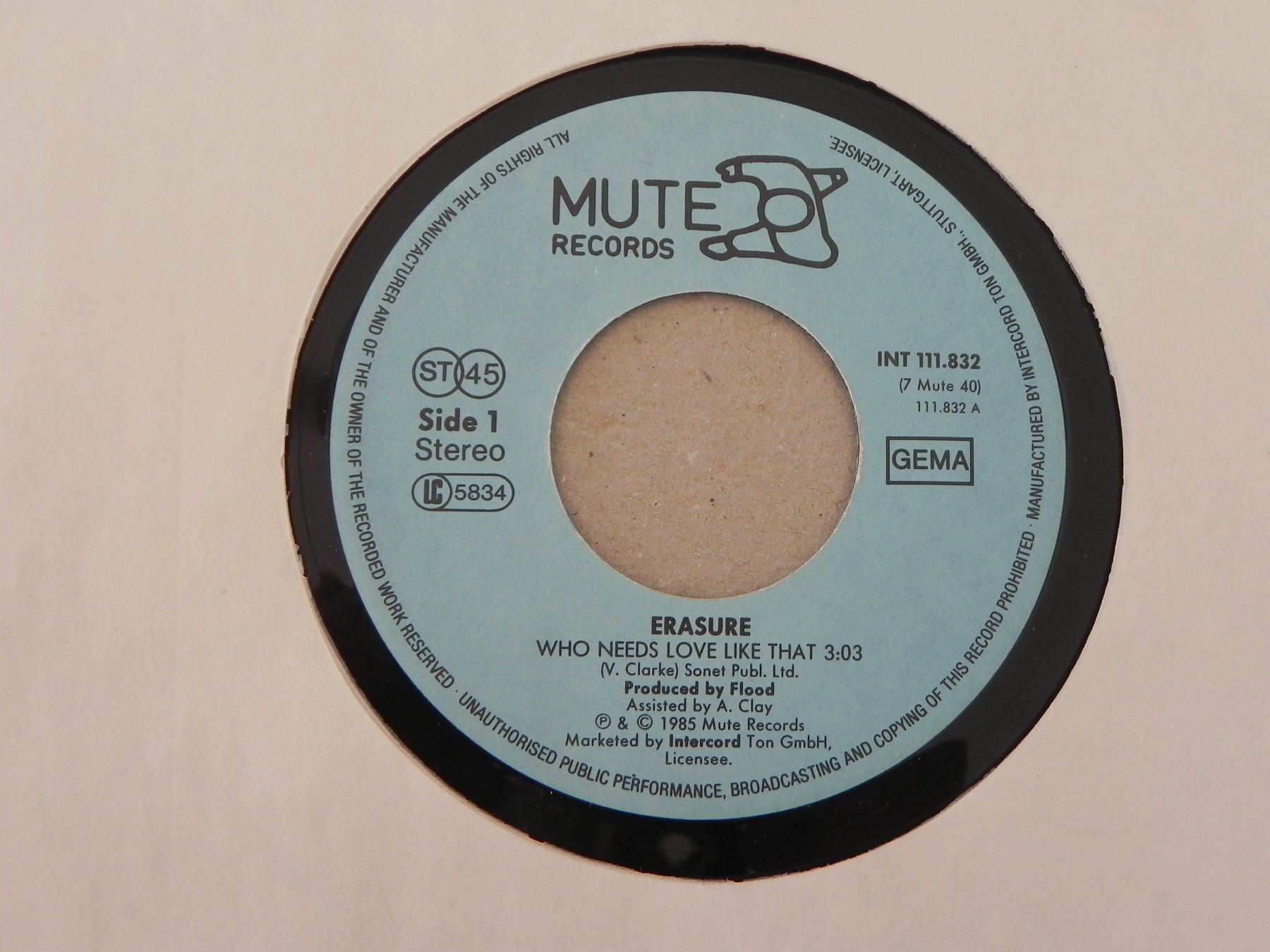 Dischi in vinile: Single Brit. Synthie Pop Dance Duo Erasure 1985 Who needs .. – Usato da Siebnen venduto da krimsie 2