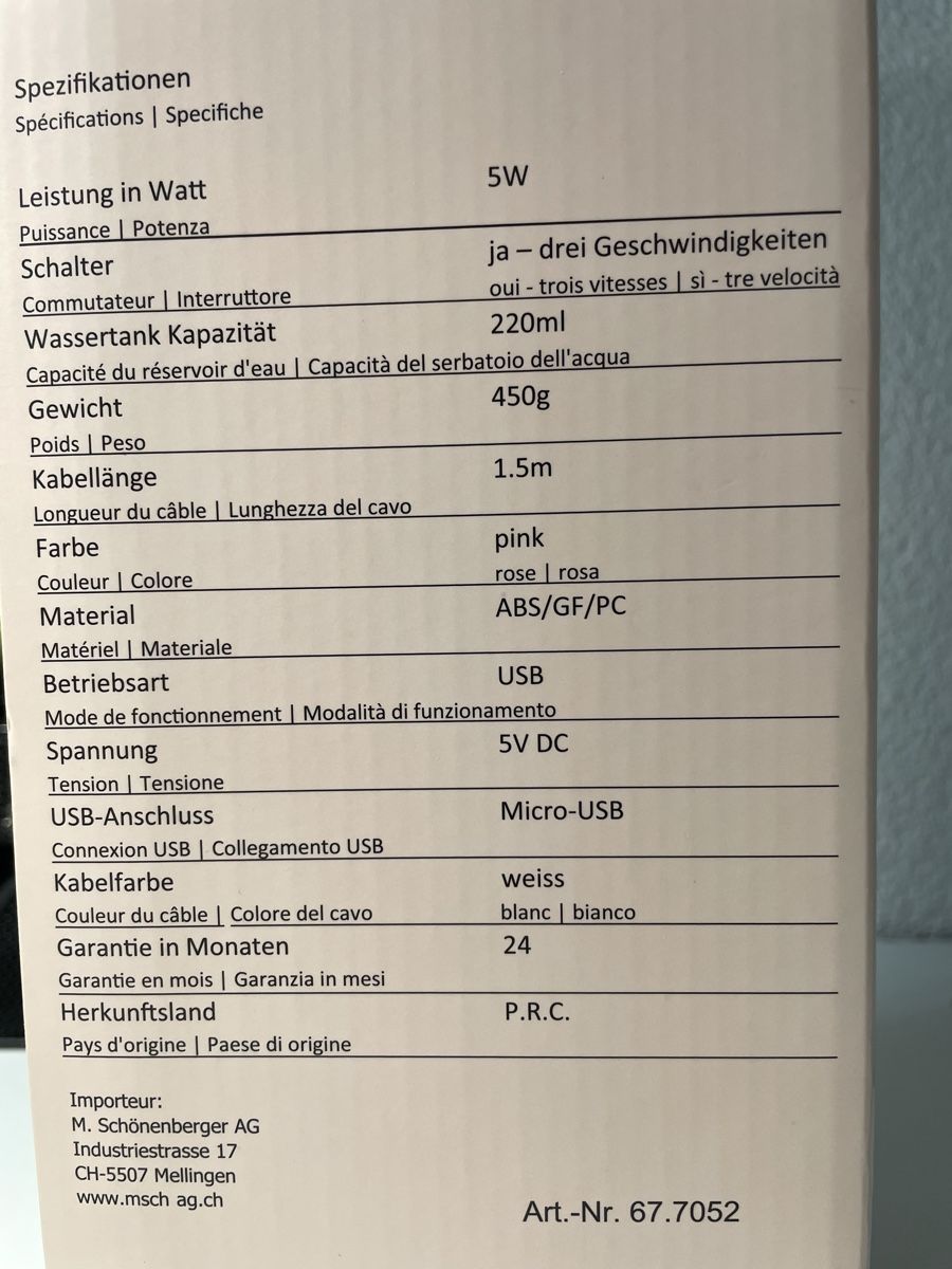 Ventilateurs: USB-Ventilator + Luftbefeuchter – D'occasion à Schwerzenbach par Muffi01 4
