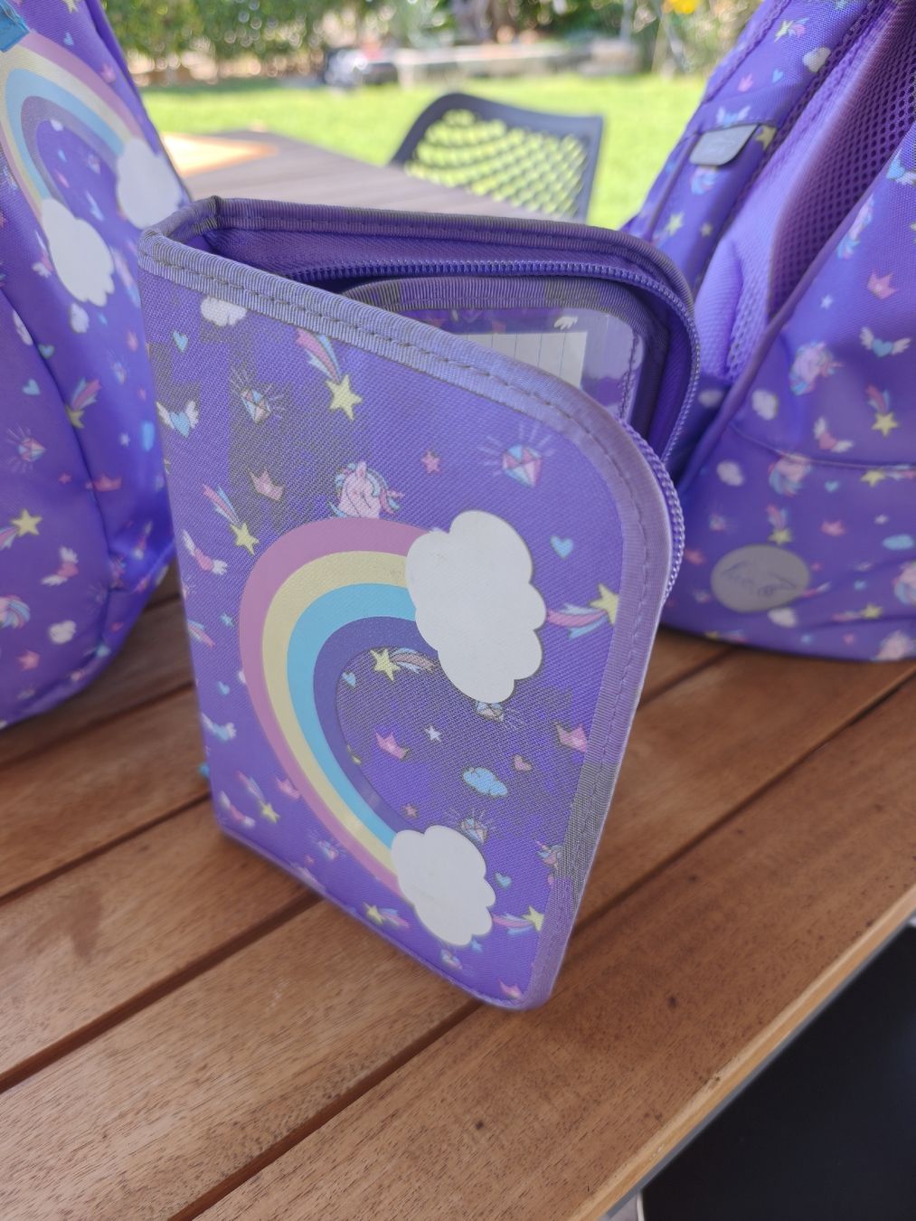 Borse & Zaini: Beckmann Kinderrucksack & Turnsack Einhorn lila mit Etui Grö – Usato da Veltheim AG venduto da maurog01 8