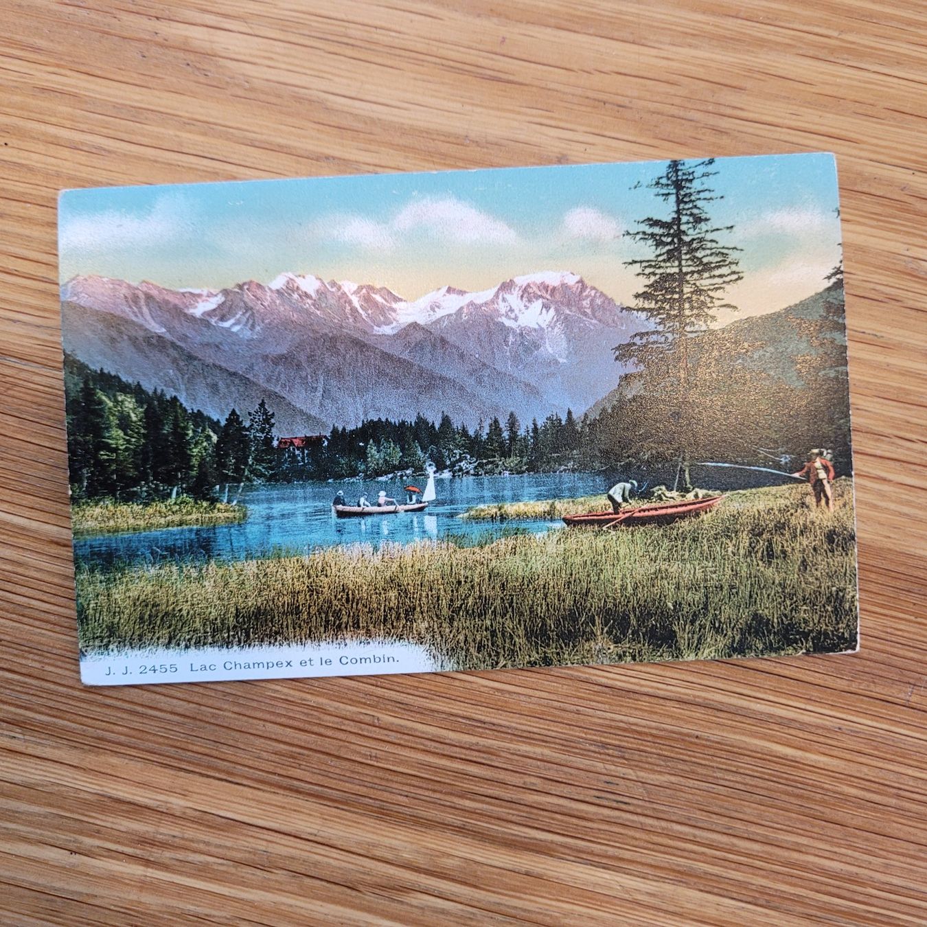 Ansichtskarten: Poste Karte Lac Champex et le Combin Bateaux – Gebraucht aus Biel/Bienne von Destockweb