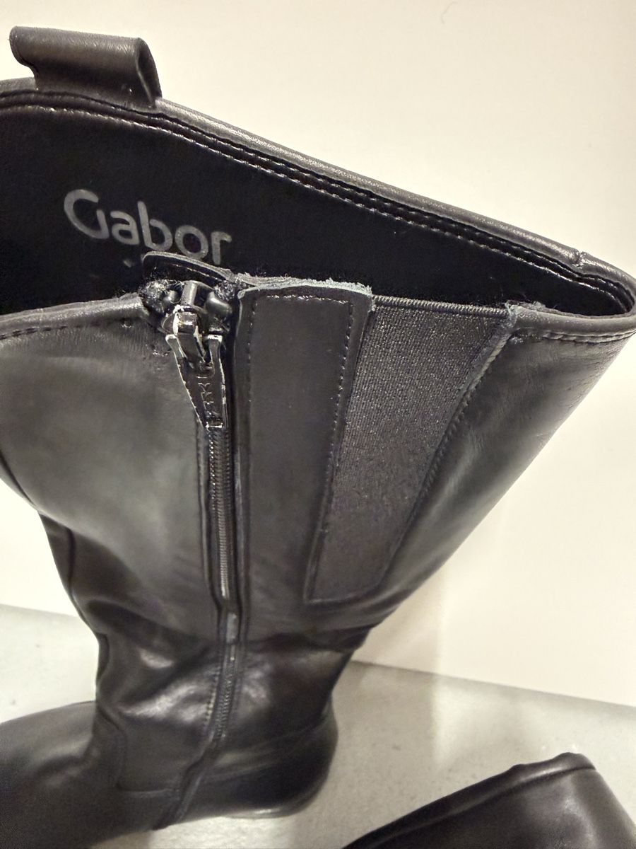 Gabor Damenschuhe: Gabor Lederstiefel, Gr. 38, Schwarz – Gebraucht aus Perlen von b.b10 3